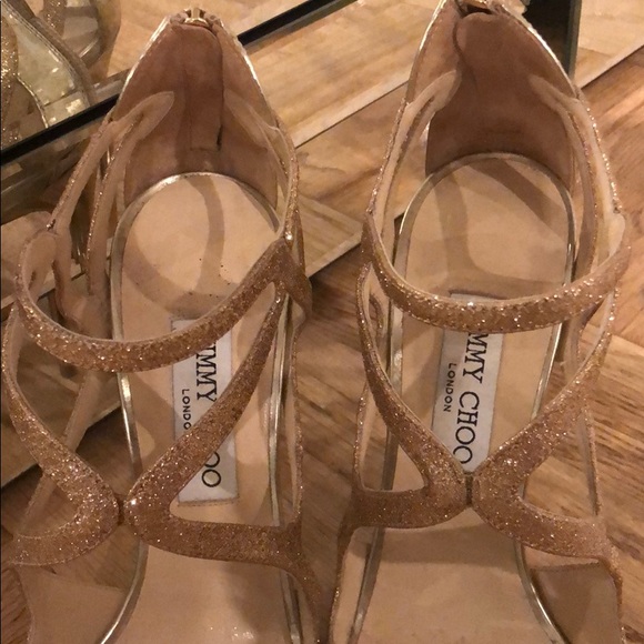 Jimmy Choo Rose Gold Glitter Sandal - Picture 7 of 8